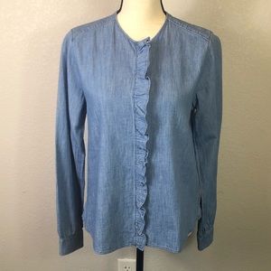 R.M. Williams Darlington Denim Frill Blouse